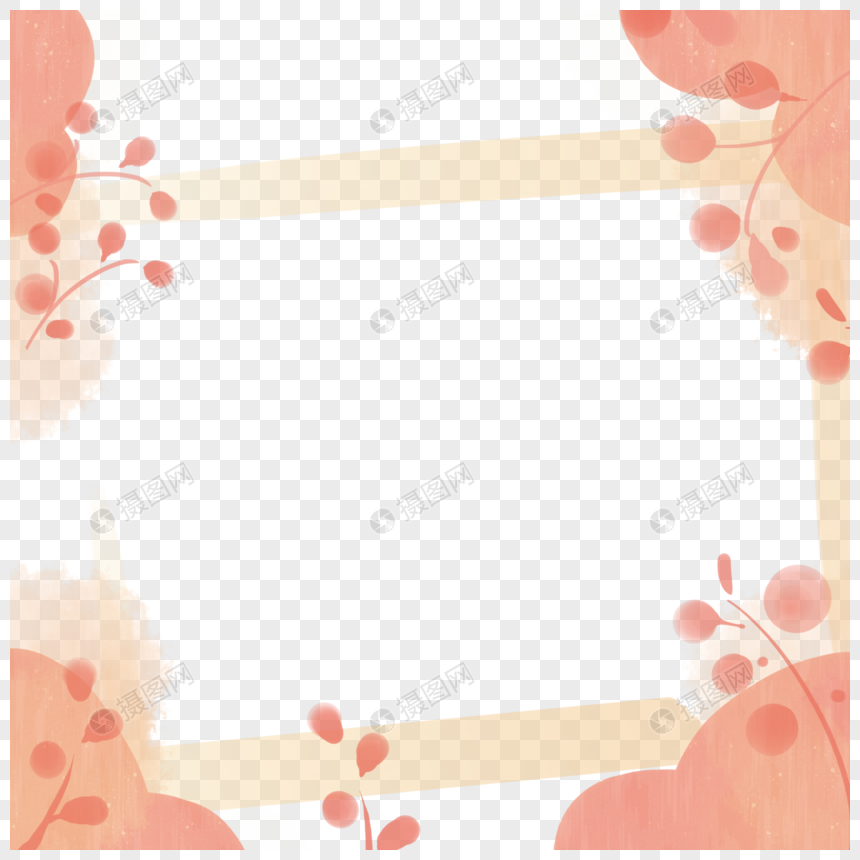 粉红色植物边框图片