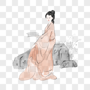 水墨画古代女子高清图片