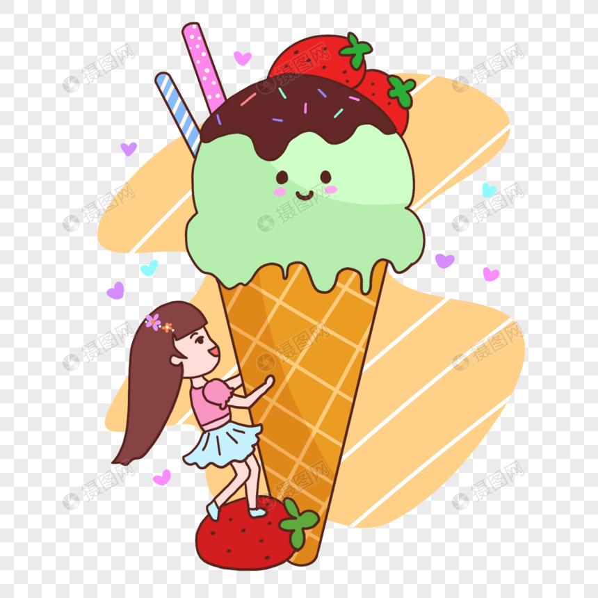 夏日可爱冰淇淋少女图片