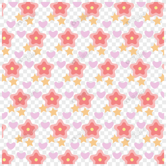 粉红花朵星星爱心底纹图片