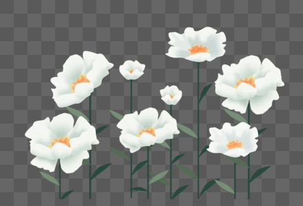 手绘卡通白色花朵免抠矢量元素图片