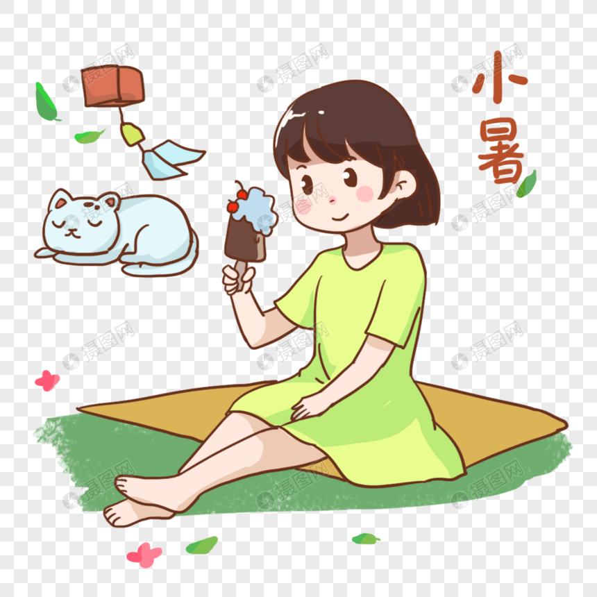 小女孩吃冰淇淋降暑图片