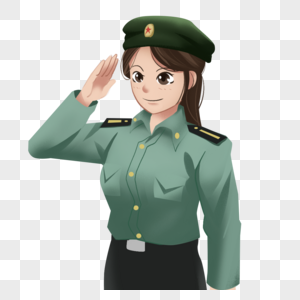 女兵女兵敬礼高清图片