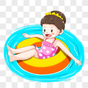 小女孩游泳泳池高清图片素材