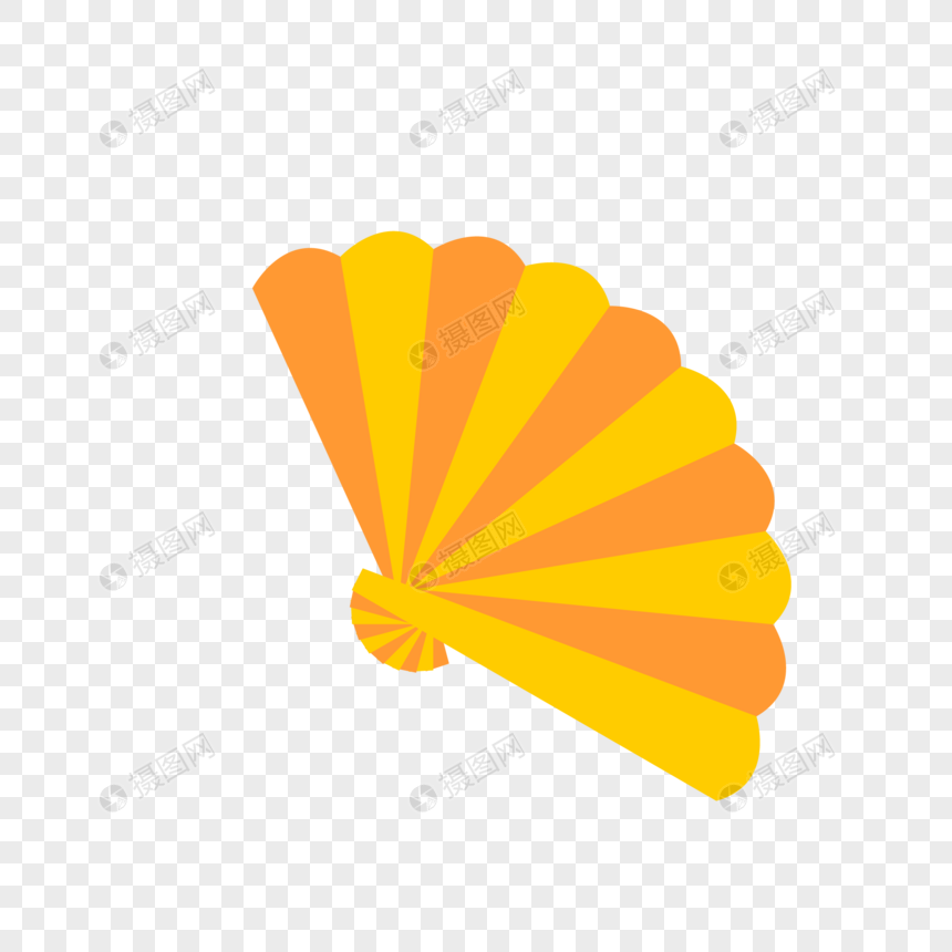黄色折扇图片