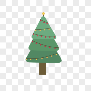 挂着彩色灯带的圣诞树图片