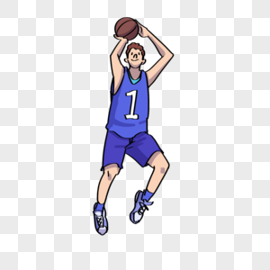 手绘卡通小清新篮球运动员图片