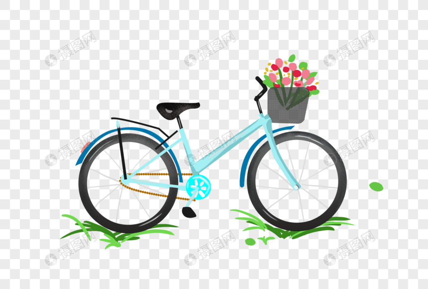 自行车清新手绘图片
