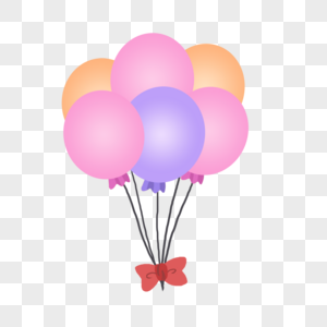 彩色透明气球蝴蝶结图片