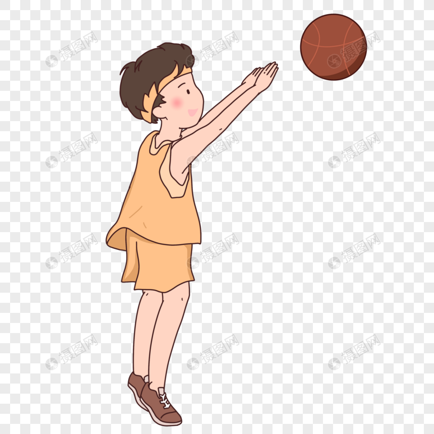 卡通男孩投篮