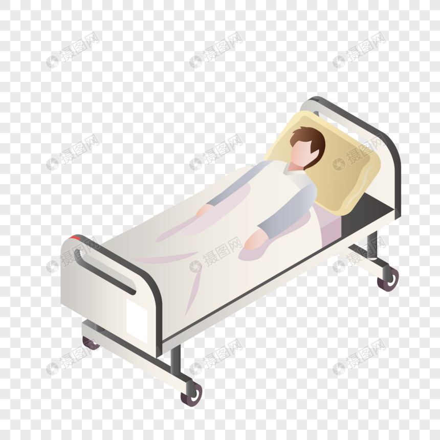 ai矢量图睡在病床上的病人元素