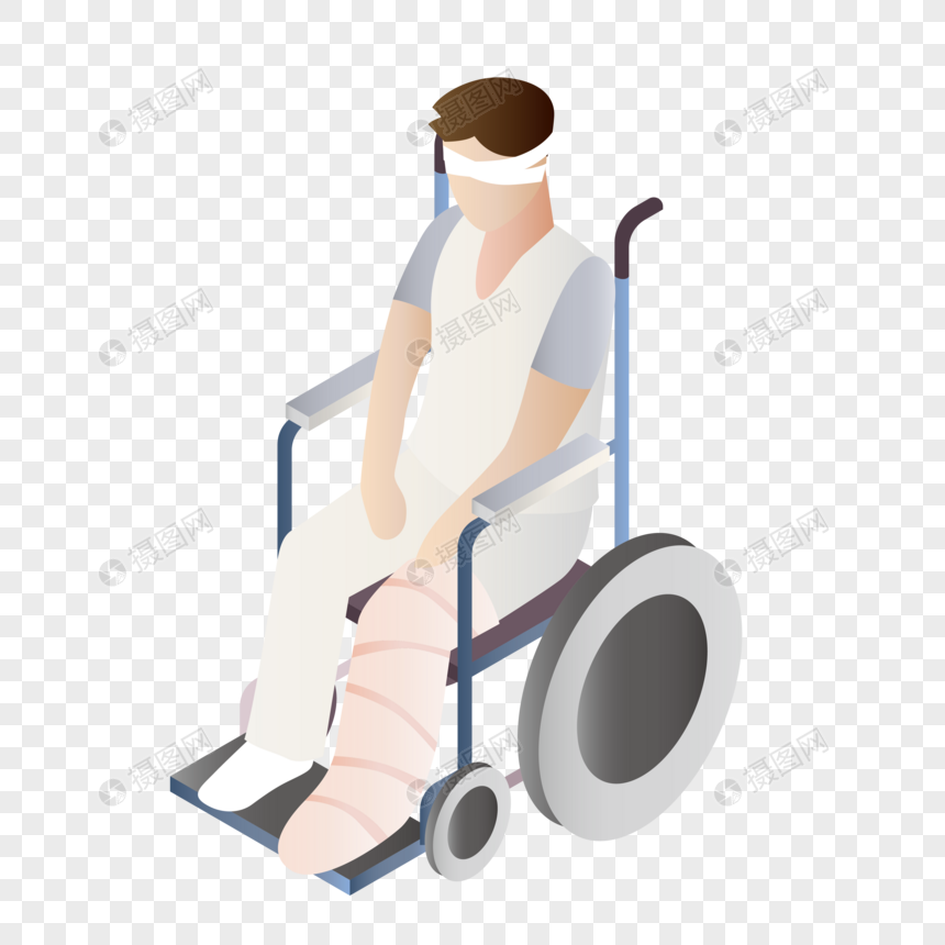 AI矢量图坐轮椅的病人元素图片