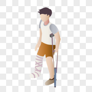 AI矢量图拄拐杖的病人元素图片
