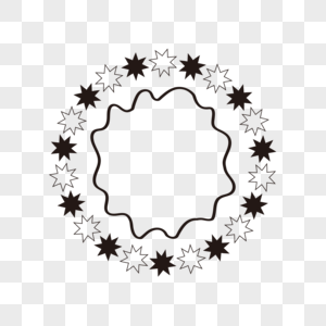 圆形对称花边黑白星图片