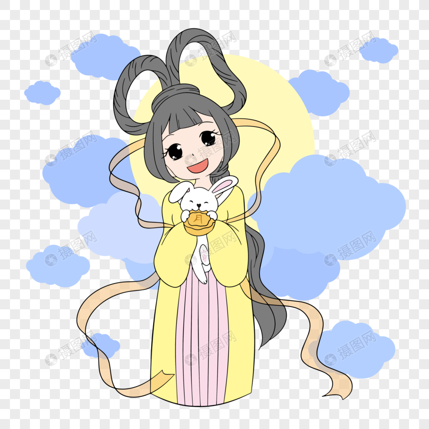中秋节素材q版嫦娥和玉兔