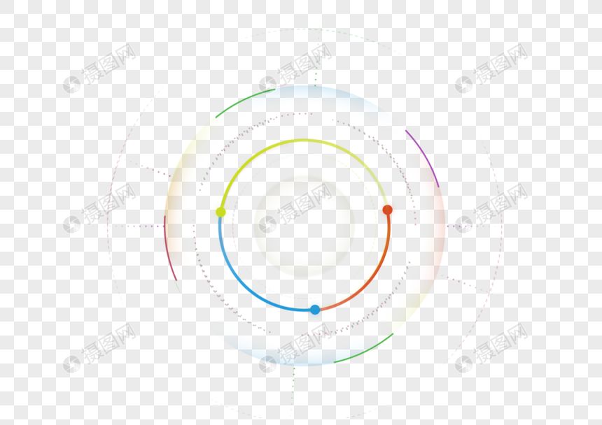 彩色圆环效果光效元素图片