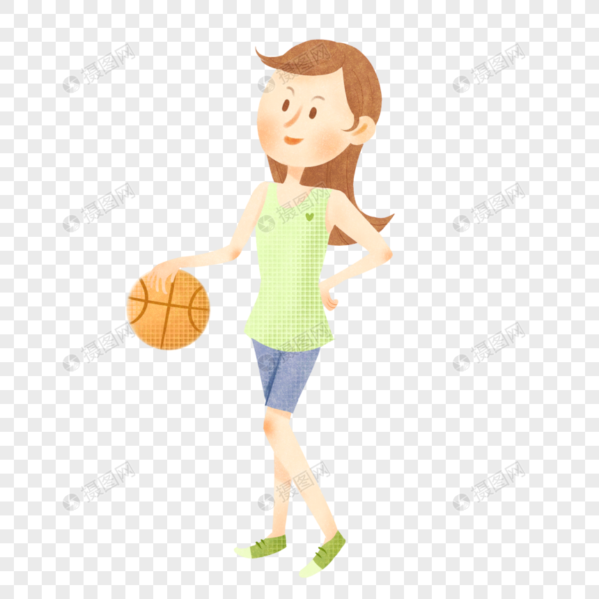 卡通女生打篮球