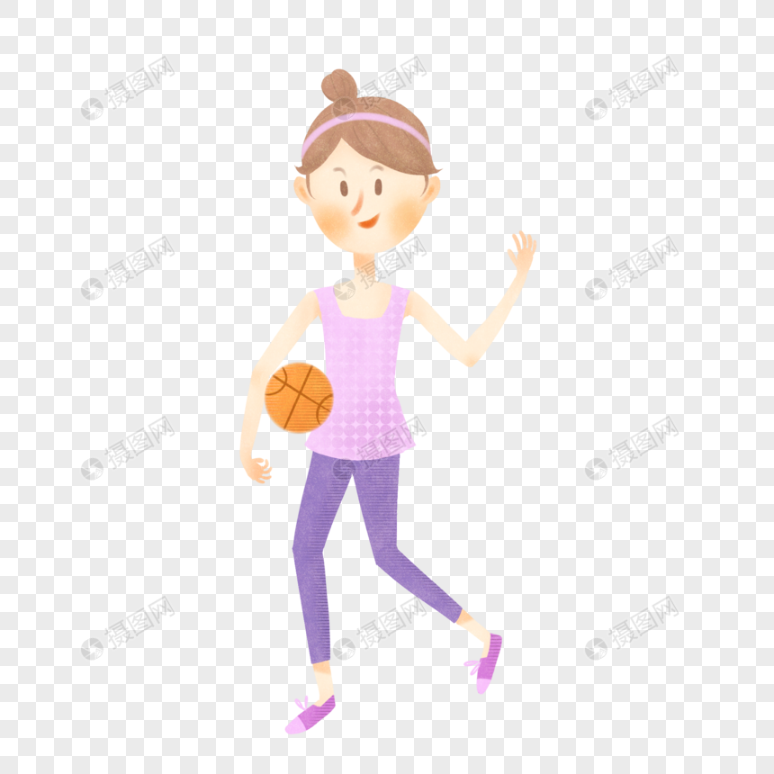 卡通女生打篮球运动图片