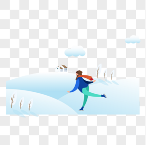 男人滑冰图标免抠矢量插画素材图片