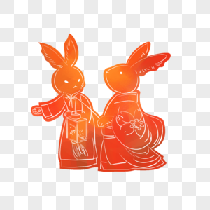 中秋节月兔兔子装饰贴纸素材图片