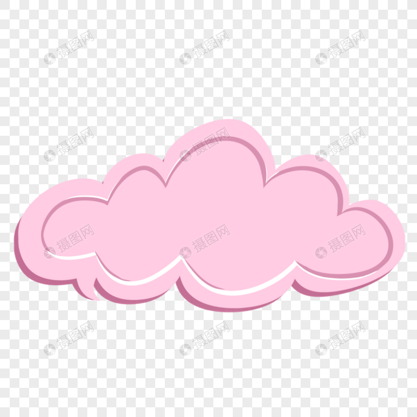 手绘粉色云朵对话框图片