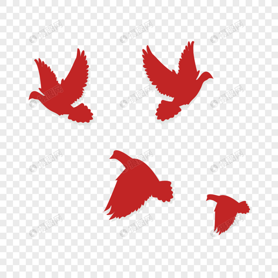 红色鸽子矢量图图片