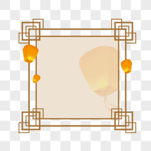 古典中式孔明灯边框图片