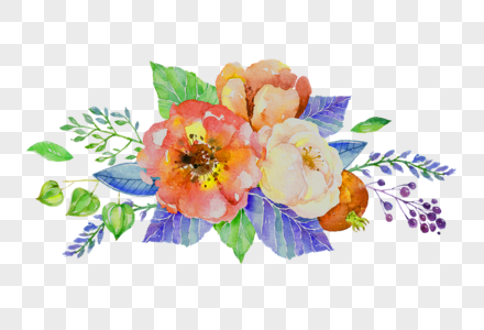 水彩花朵装饰元素高清图片