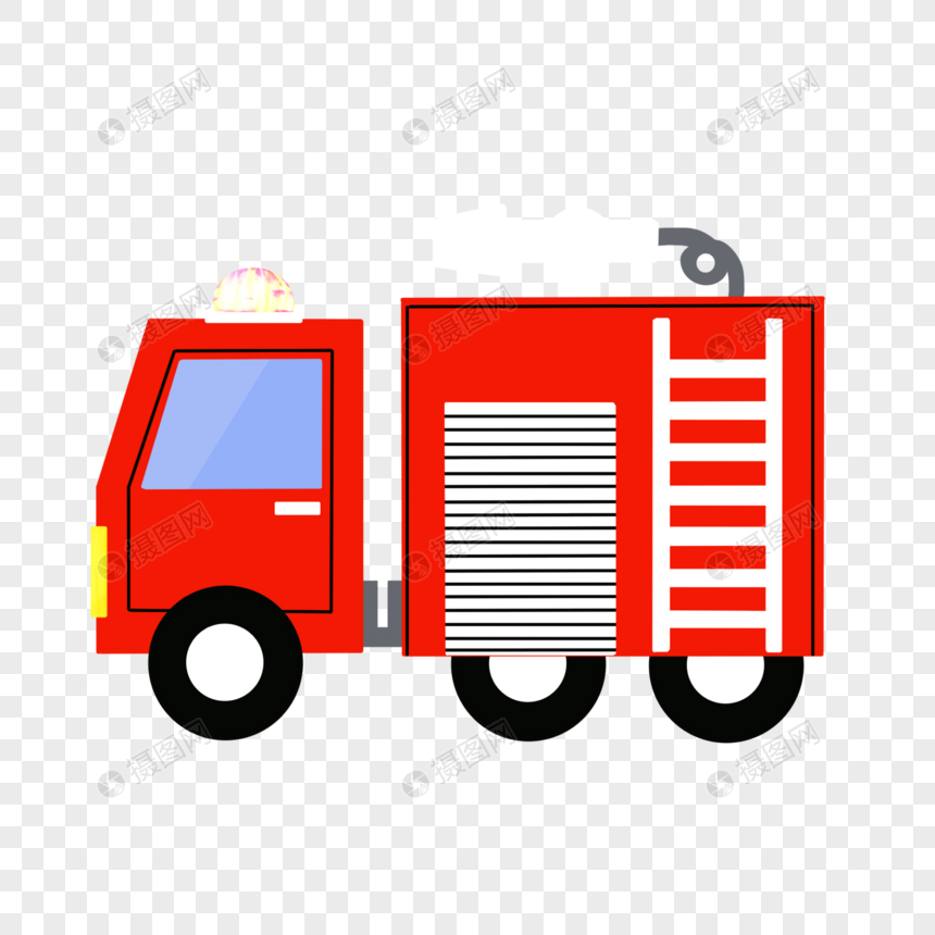 卡通消防车元素素材psd格式_设计素材免费下载_VRF高清图片401466940