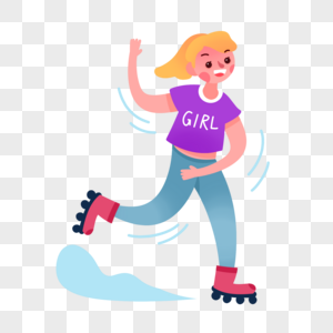 滑轮滑女孩轮滑元素素材高清图片