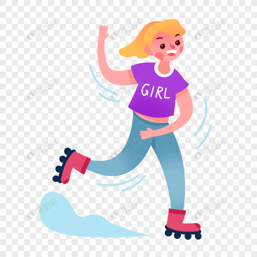 滑轮滑女孩图片