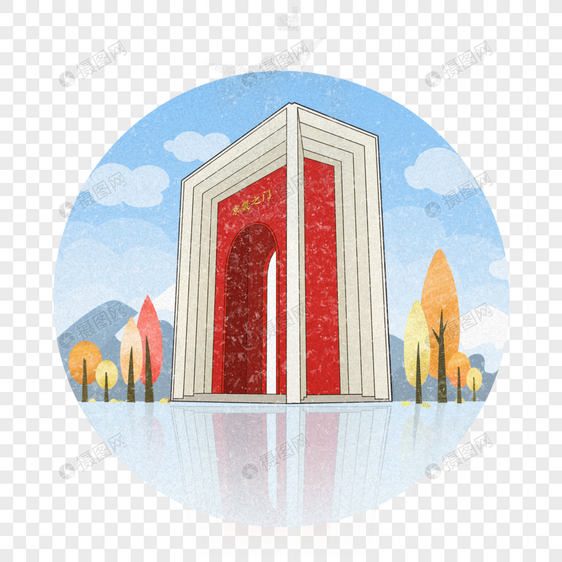 扁平风格建筑京畿之门