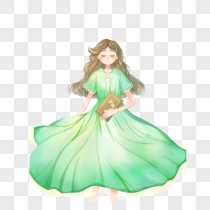 绿色长裙美女高清图片