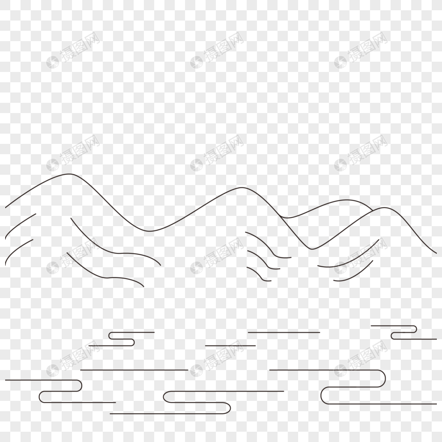 山水线稿