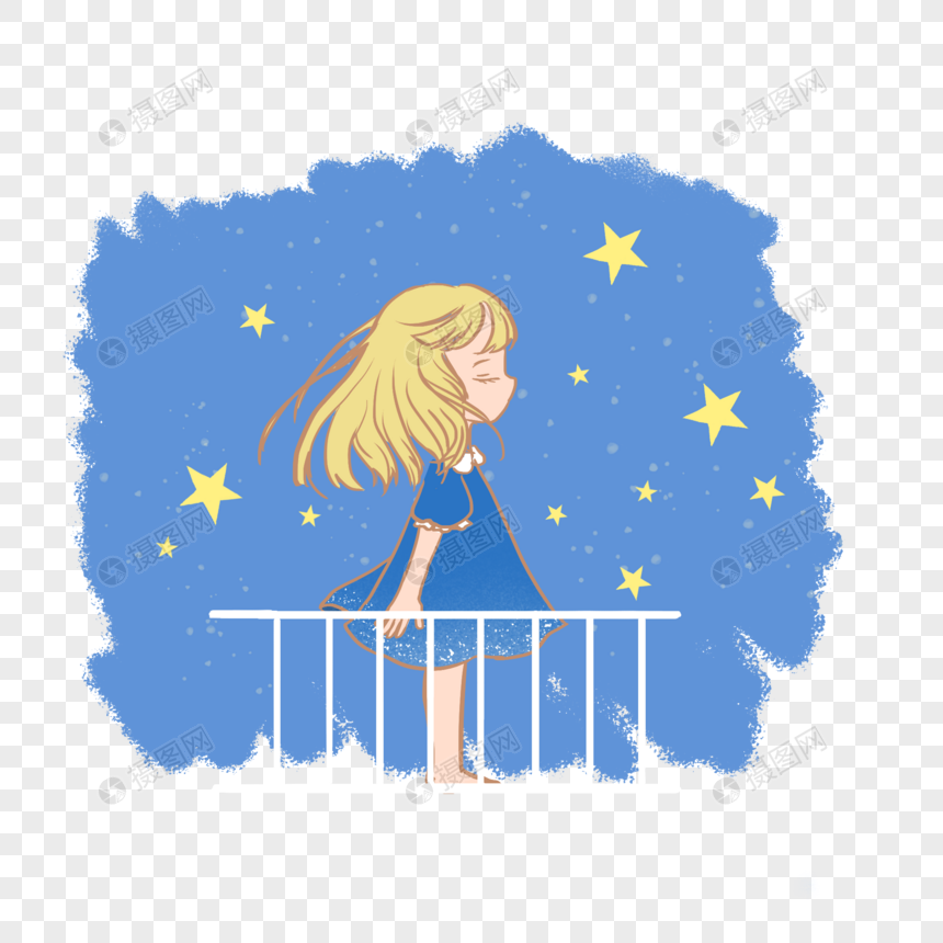 夜晚看星星的女孩