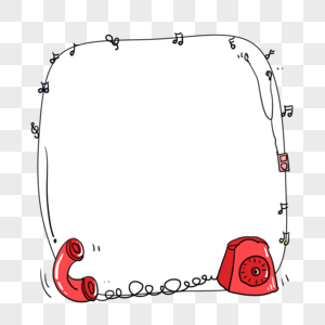 手绘卡通电话耳机音符边框对话框高清图片