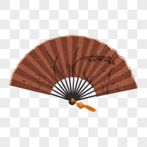 褐色中国风风铃花折扇图片