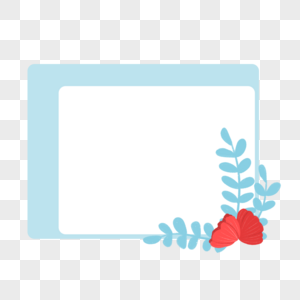 浅蓝色方形植物装饰边框图片