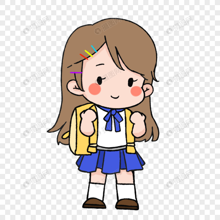 女同学背书包