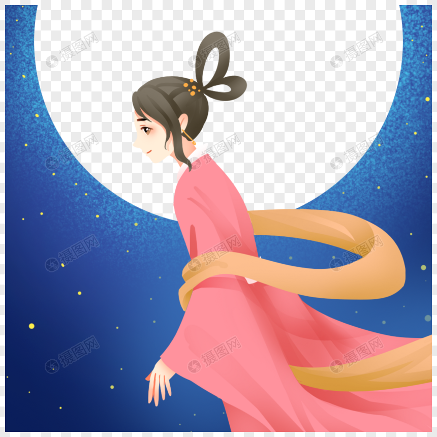 免抠元素 手绘/卡通元素 织女.psd