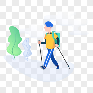 男生徒步图标免抠矢量插画素材高清图片