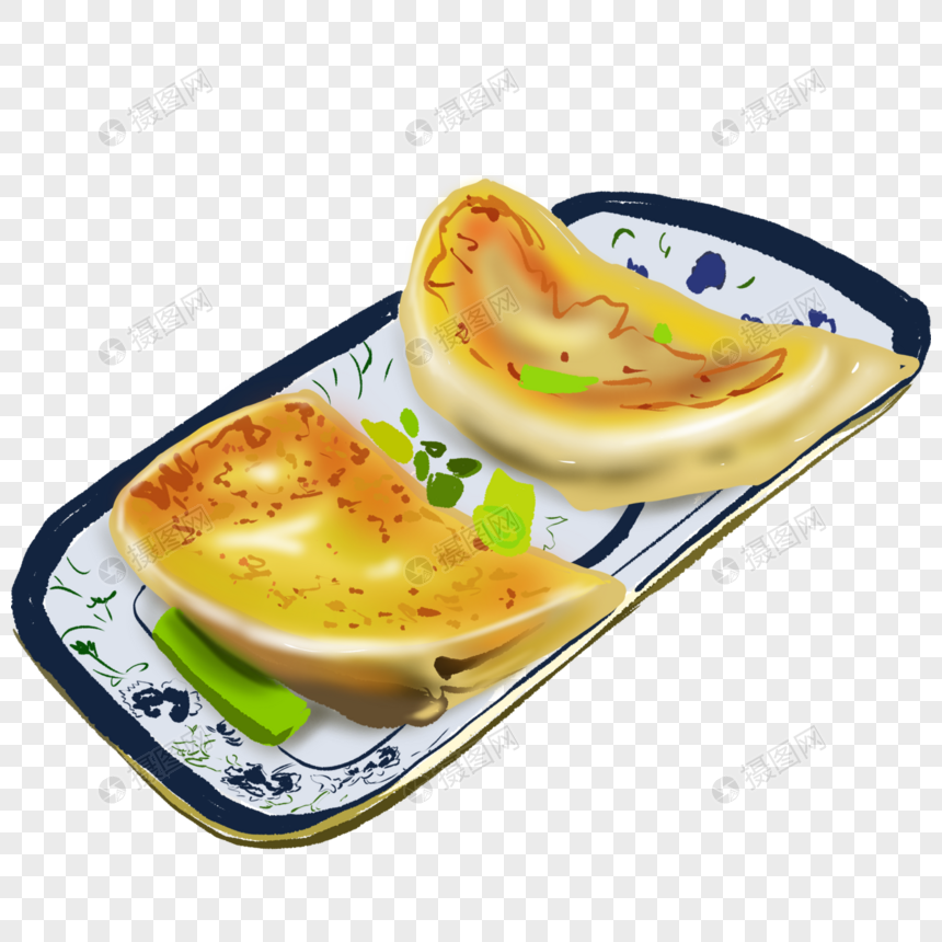 免抠元素 手绘/卡通元素 煎饺.psd