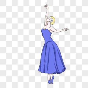 蓝色长裙芭蕾舞舞者优雅抬手图片