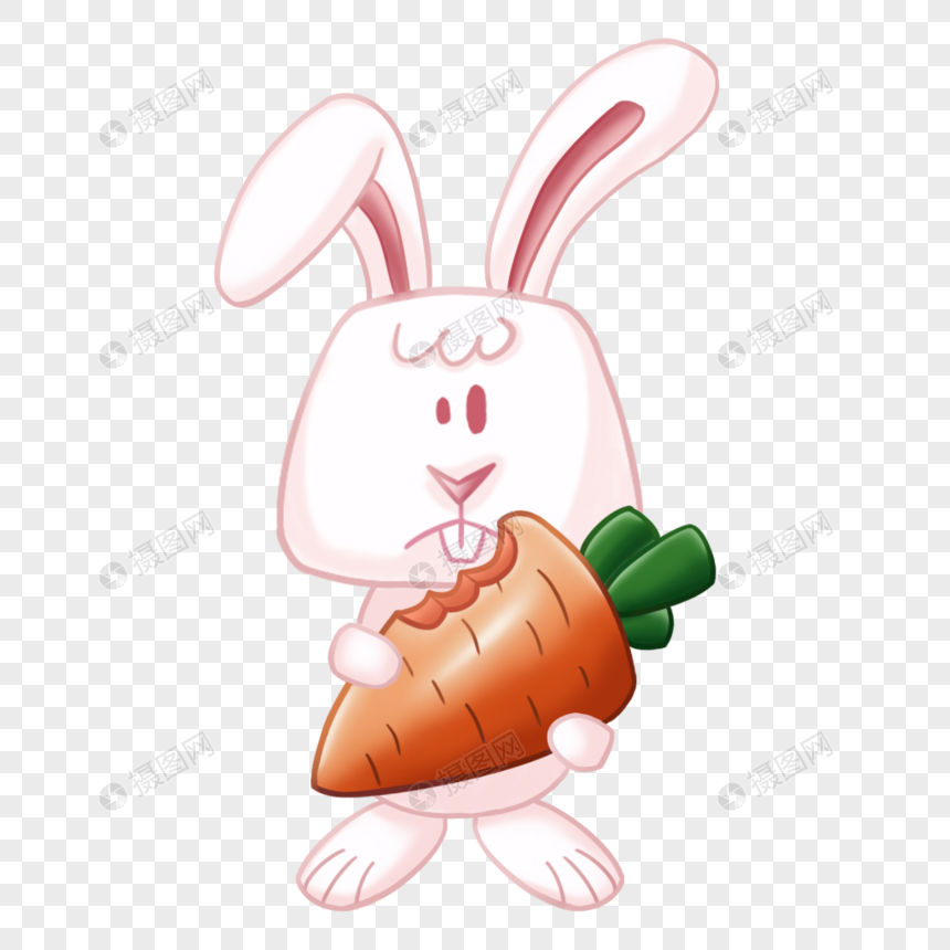 粉色卡通搞怪可爱兔子胡萝卜图片
