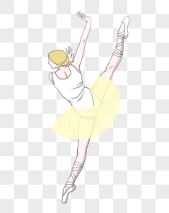 小雏菊黄纱芭蕾舞舞者单腿高抬图片