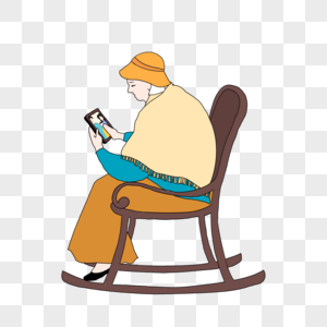 坐摇椅读书的老人图片
