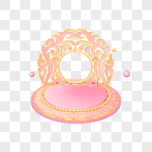 立体金粉色圆环花纹舞台图片