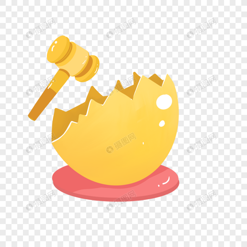 砸金蛋金色卡通手绘图案装饰