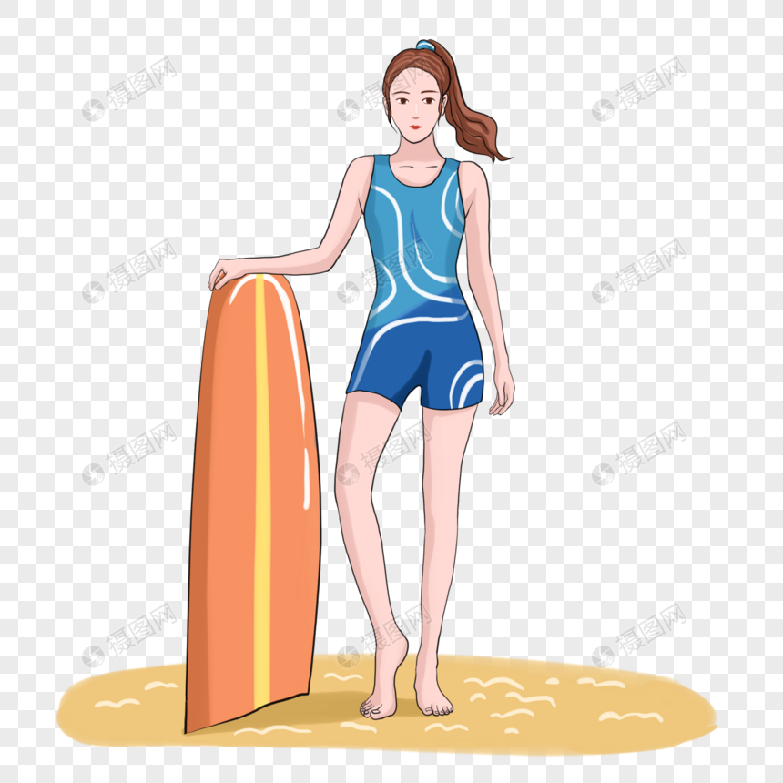 夏季去冲浪的女孩图片