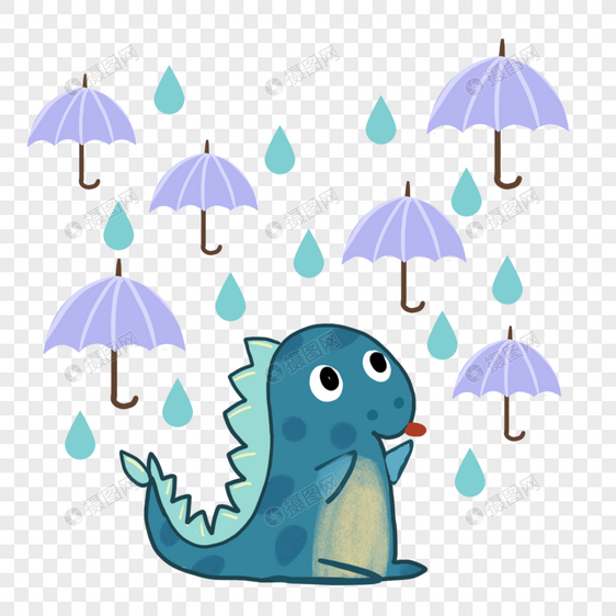 可爱卡通小恐龙雨伞图片
